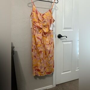 Nine West Tropical Floral Marble Print Midi Dress Adjustable Straps small